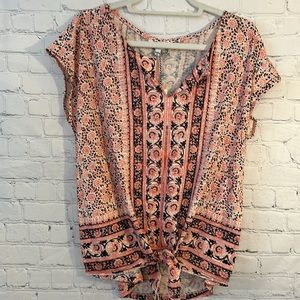 Lucky Brand Pink and Black Short Sleeve Top NWT